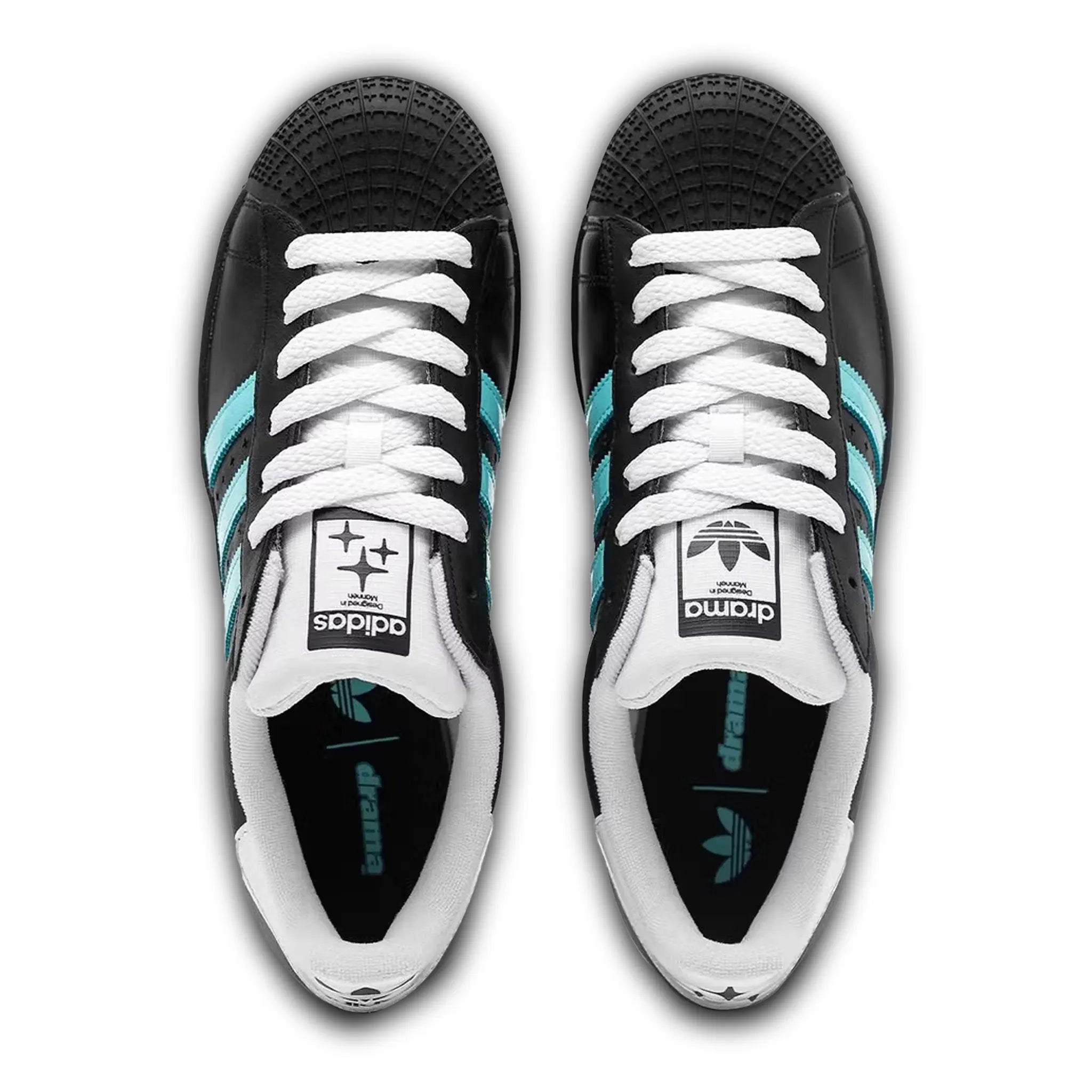 Top view of Drama Call x Adidas Superstar II Black Metrolink Blue